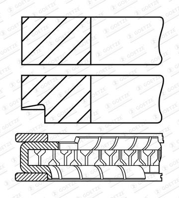 Stūmoklio žiedų komplektas GOETZE ENGINE 08-452207-00