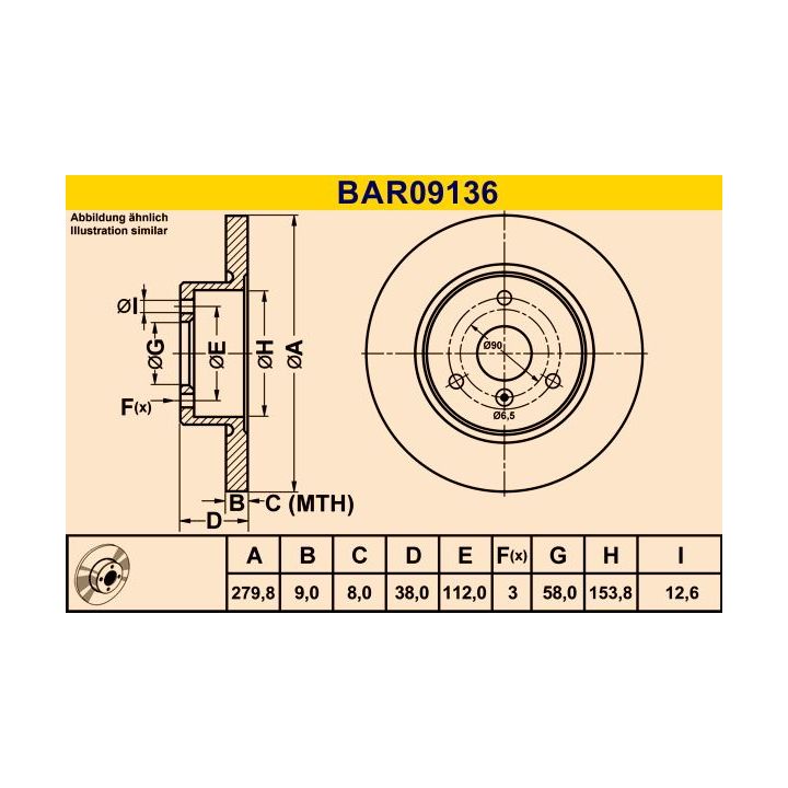 Stabdžių diskas BARUM BAR09136