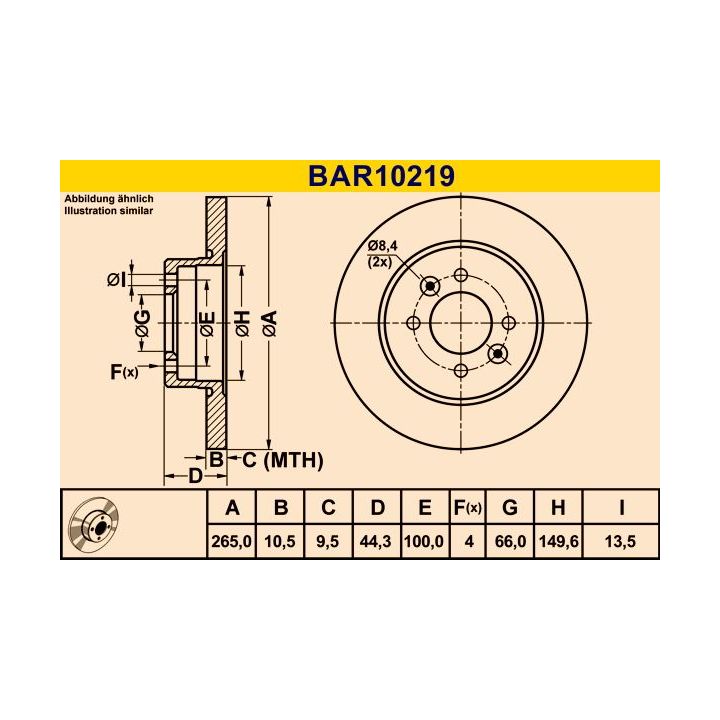 Stabdžių diskas BARUM BAR10219