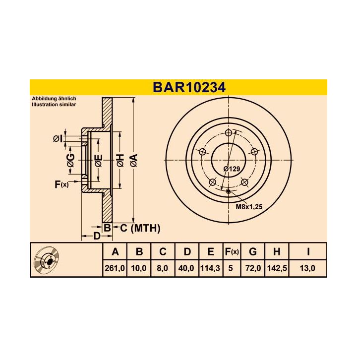 Stabdžių diskas BARUM BAR10234