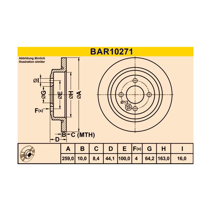 Stabdžių diskas BARUM BAR10271