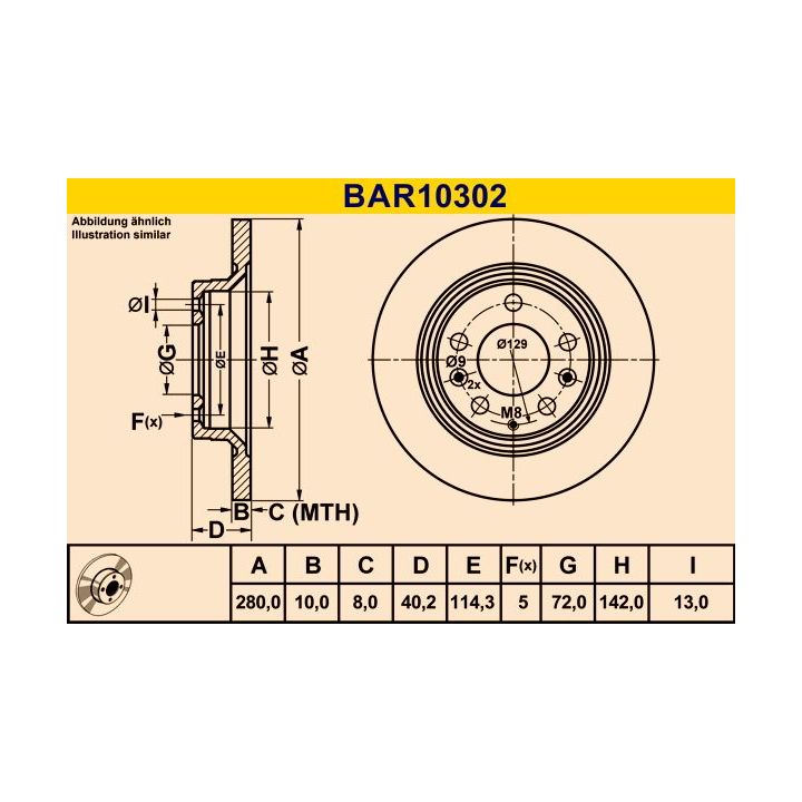 Stabdžių diskas BARUM BAR10302