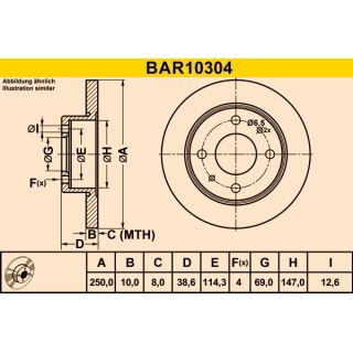 Stabdžių diskas BARUM BAR10304