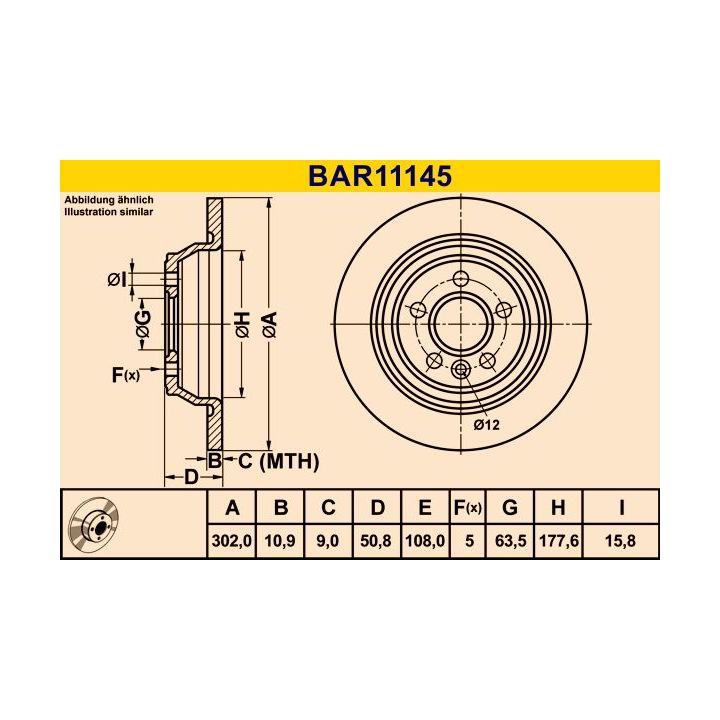 Stabdžių diskas BARUM BAR11145