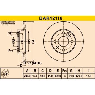 Stabdžių diskas BARUM BAR12116