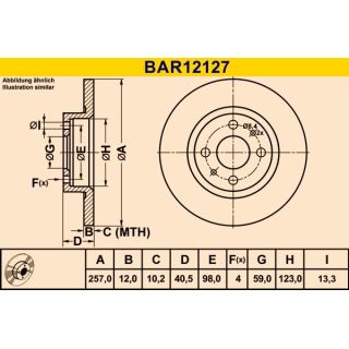 Stabdžių diskas BARUM BAR12127
