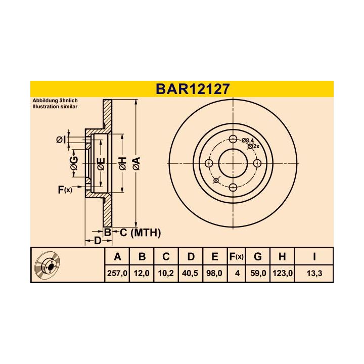 Stabdžių diskas BARUM BAR12127