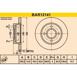 Stabdžių diskas BARUM BAR12141
