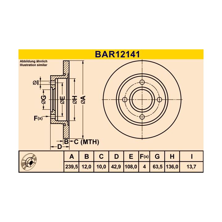 Stabdžių diskas BARUM BAR12141