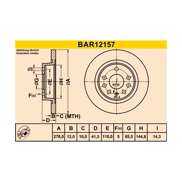 Stabdžių diskas BARUM BAR12157