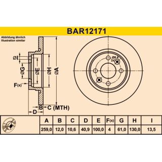 Stabdžių diskas BARUM BAR12171