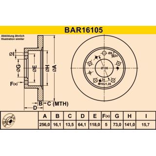 Stabdžių diskas BARUM BAR16105