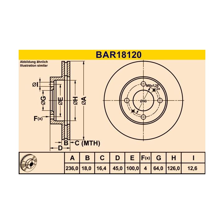 Stabdžių diskas BARUM BAR18120