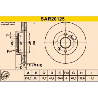 Stabdžių diskas BARUM BAR20125