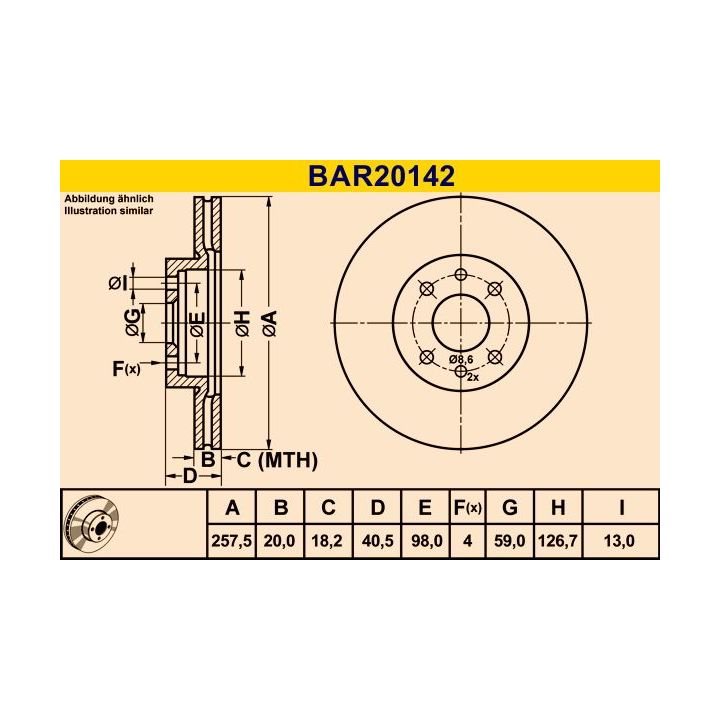Stabdžių diskas BARUM BAR20142