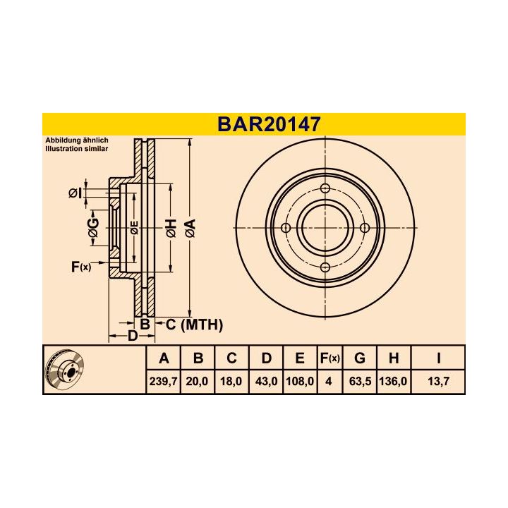 Stabdžių diskas BARUM BAR20147