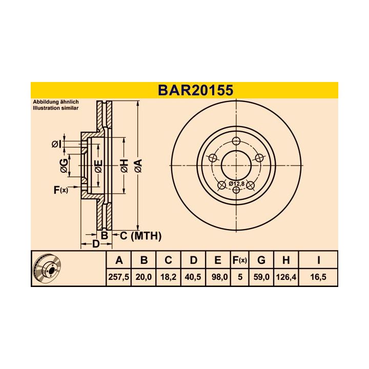 Stabdžių diskas BARUM BAR20155