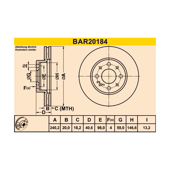 Stabdžių diskas BARUM BAR20184