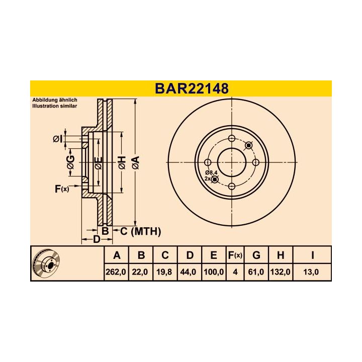 Stabdžių diskas BARUM BAR22148