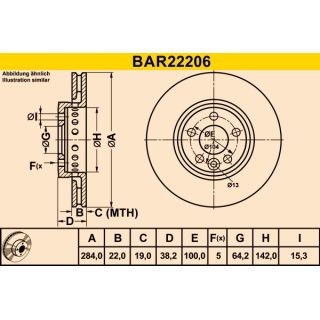 Stabdžių diskas BARUM BAR22206