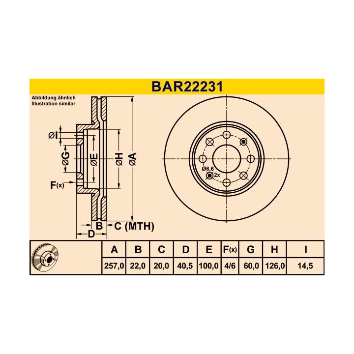 Stabdžių diskas BARUM BAR22231
