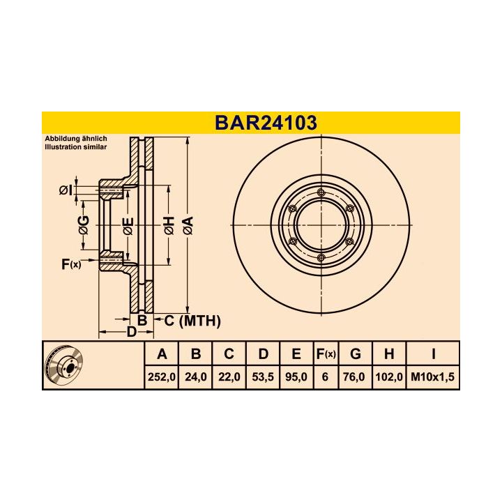 Stabdžių diskas BARUM BAR24103