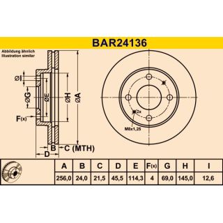 Stabdžių diskas BARUM BAR24136
