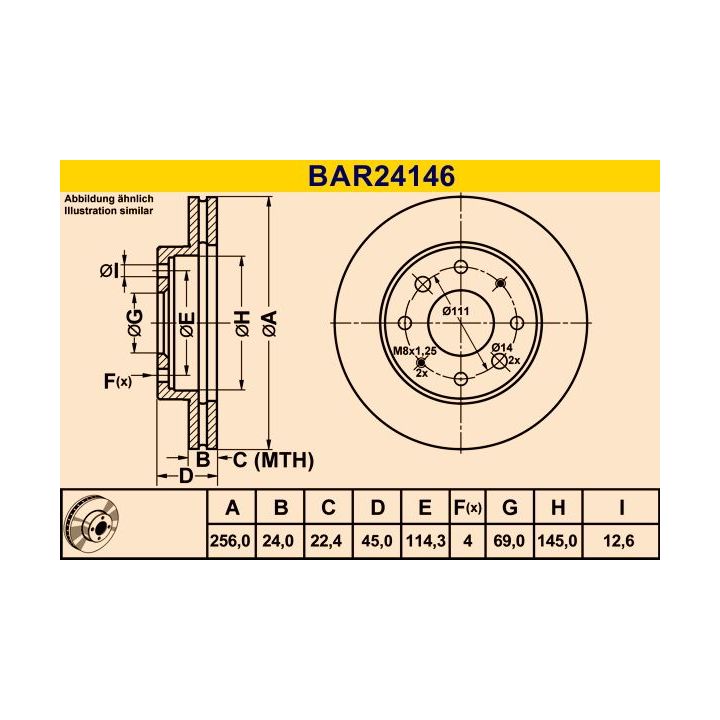 Stabdžių diskas BARUM BAR24146
