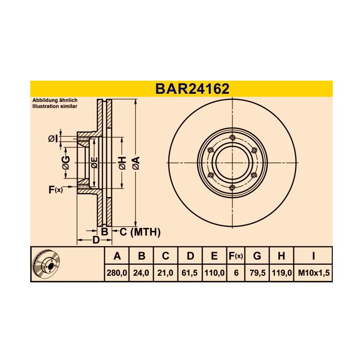 Stabdžių diskas BARUM BAR24162