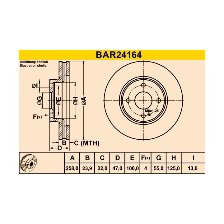 Stabdžių diskas BARUM BAR24164