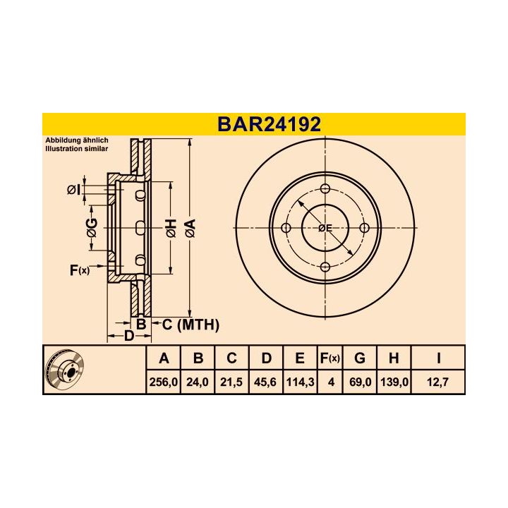 Stabdžių diskas BARUM BAR24192