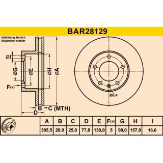 Stabdžių diskas BARUM BAR28129