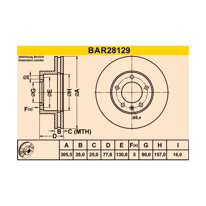 Stabdžių diskas BARUM BAR28129