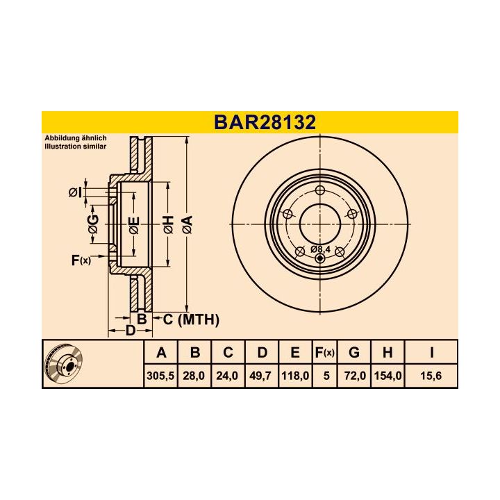 Stabdžių diskas BARUM BAR28132