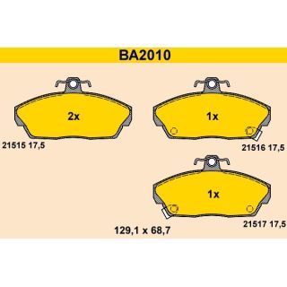 Stabdžių trinkelių rinkinys, diskinis stabdys BARUM BA2010