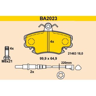 Stabdžių trinkelių rinkinys, diskinis stabdys BARUM BA2023