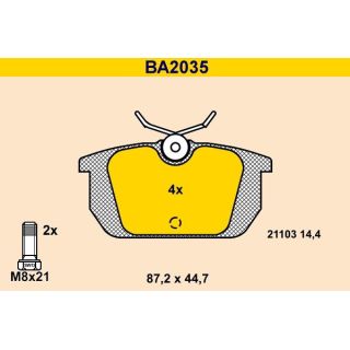 Stabdžių trinkelių rinkinys, diskinis stabdys BARUM BA2035