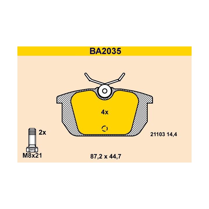 Stabdžių trinkelių rinkinys, diskinis stabdys BARUM BA2035