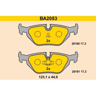 Stabdžių trinkelių rinkinys, diskinis stabdys BARUM BA2053