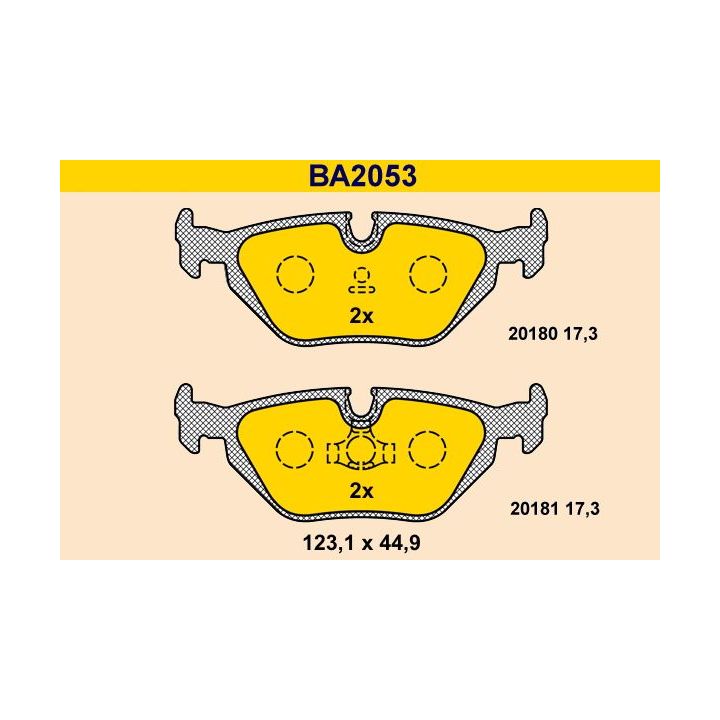 Stabdžių trinkelių rinkinys, diskinis stabdys BARUM BA2053