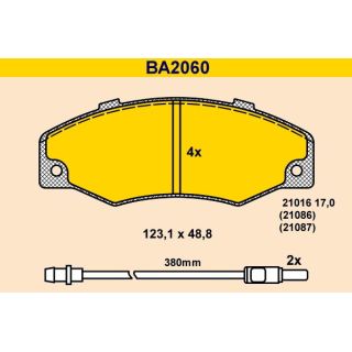 Stabdžių trinkelių rinkinys, diskinis stabdys BARUM BA2060