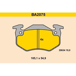 Stabdžių trinkelių rinkinys, diskinis stabdys BARUM BA2075