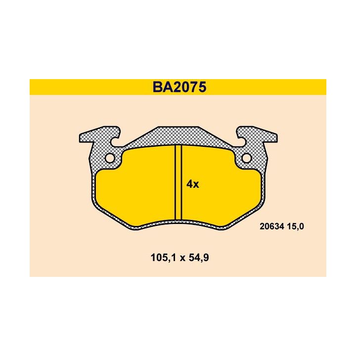 Stabdžių trinkelių rinkinys, diskinis stabdys BARUM BA2075