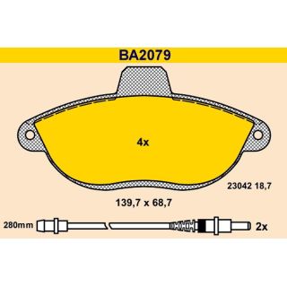 Stabdžių trinkelių rinkinys, diskinis stabdys BARUM BA2079