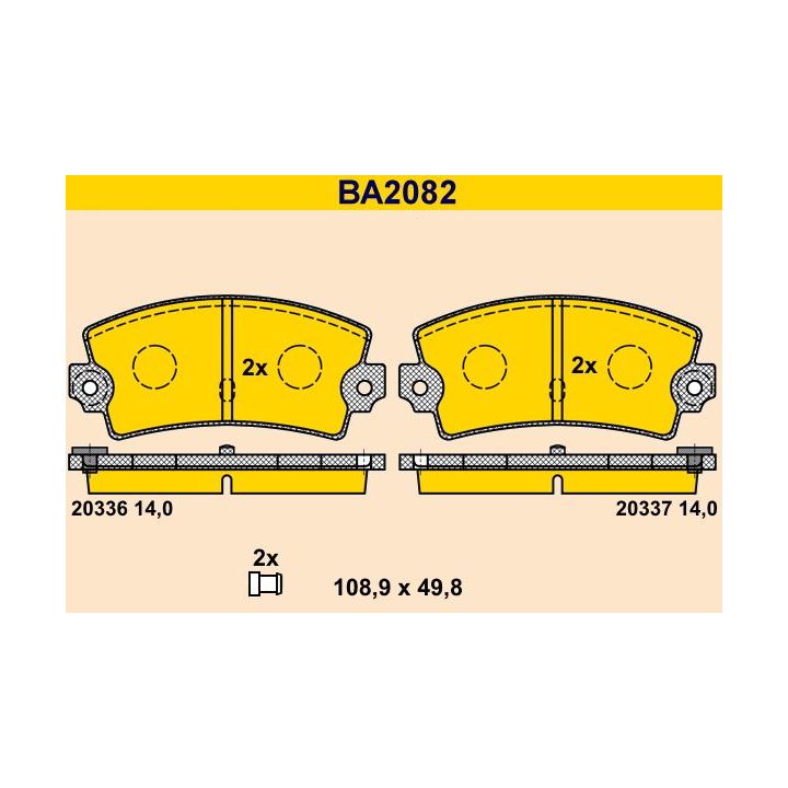 Stabdžių trinkelių rinkinys, diskinis stabdys BARUM BA2082
