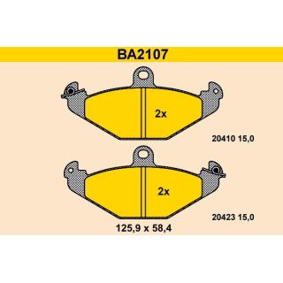Stabdžių trinkelių rinkinys, diskinis stabdys BARUM BA2107