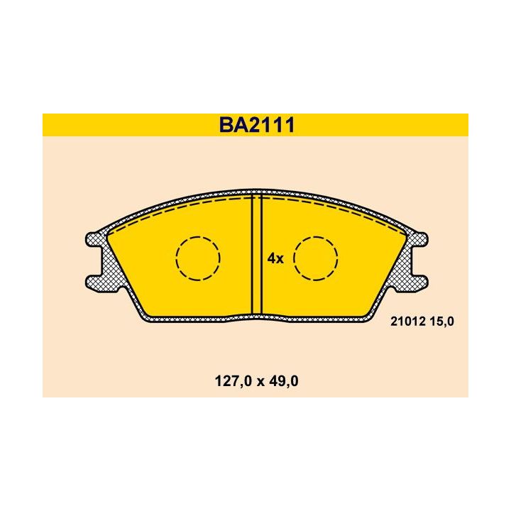 Stabdžių trinkelių rinkinys, diskinis stabdys BARUM BA2111