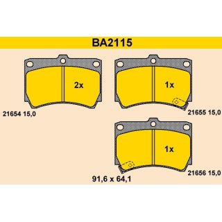 Stabdžių trinkelių rinkinys, diskinis stabdys BARUM BA2115