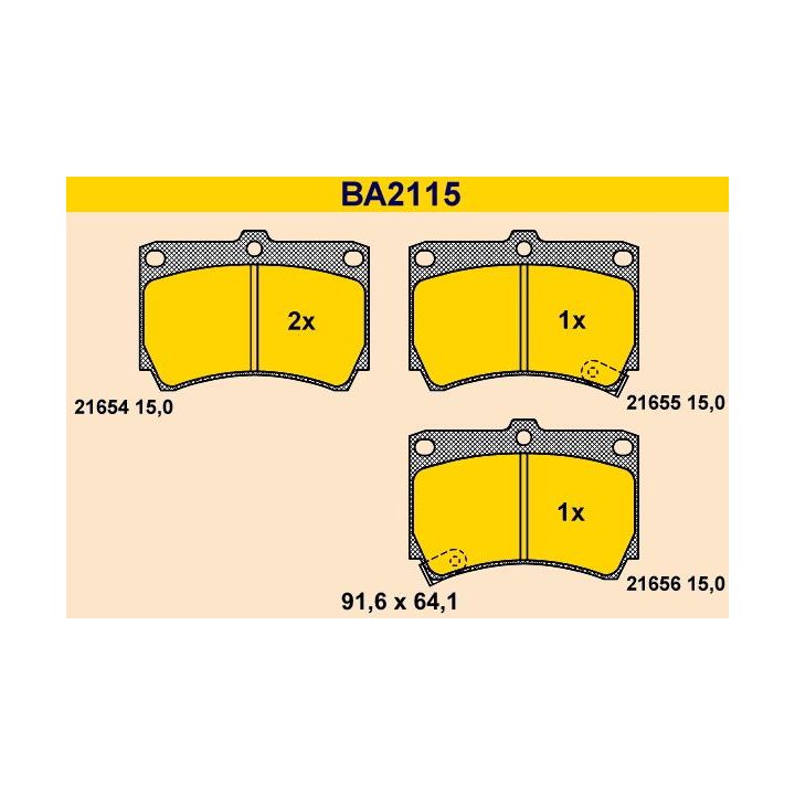 Stabdžių trinkelių rinkinys, diskinis stabdys BARUM BA2115