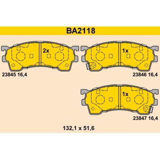 Stabdžių trinkelių rinkinys, diskinis stabdys BARUM BA2118